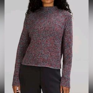 Lululemon Cotton Cashmere Blend Mock Neck Sweater Size 12 Merino Wool Ribbed